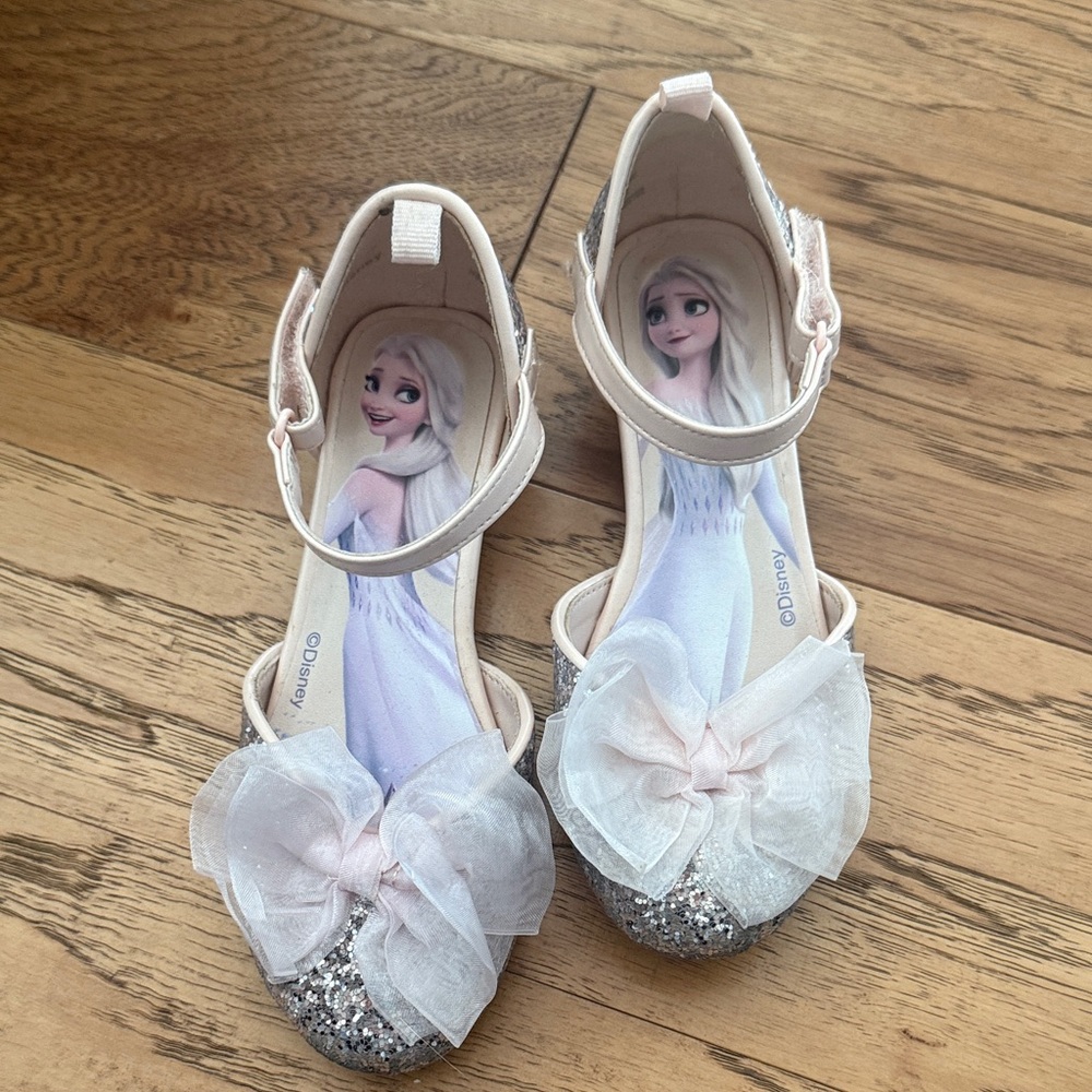 Disney Kids Sparkly Silver and White Dress Shoes